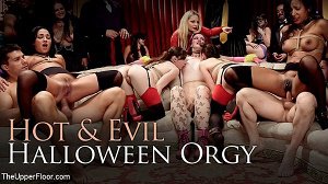 Aiden Starr, Amara Romani, Sadie Santana, Kasey Warner & Ember Stone – Evil & Hot Halloween Orgy